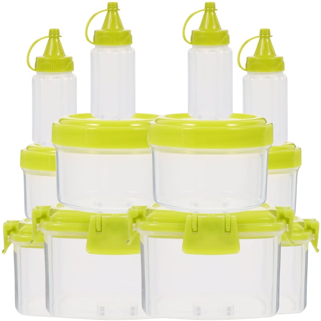 EeaseCA 1 Set Reusable Plastic Sauce Boxes Square Seasoning Box Salad Dressing Containers