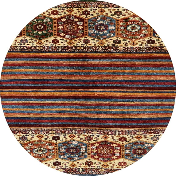 Ahgly Company Indoor Round Abstract Saffron Red Abstract Area Rugs, 4' Round
