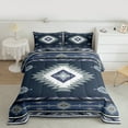 thumbnail image 3 of Manfei Western Bohemian Aztec Queen Comforter Set for Female, Vintage Mandala Triangle Bedding Sets, Navy Grey Hippie Reversible Bedding Comforter Set, Luxury Bedroom Decor, 3pcs, 3 of 9