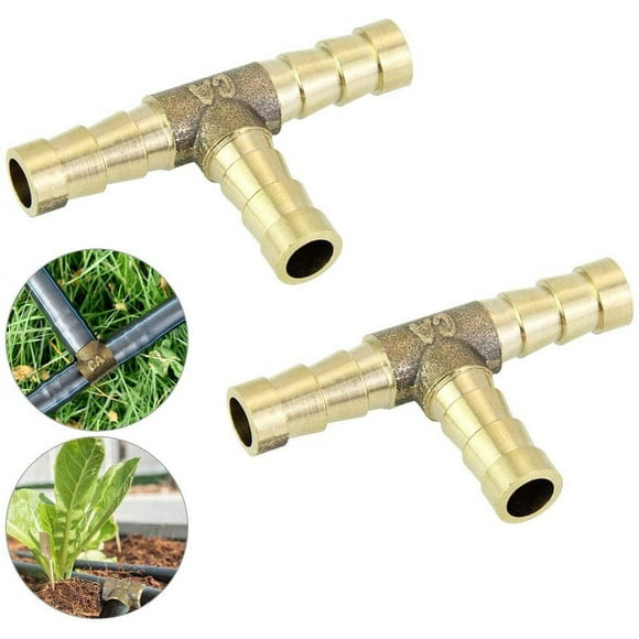 2 Pcs Gas Pipe Connector 8mm Gas Pipe Fittings 3 Way T Shaped Hose Pipe Joiner Brass Fuel Line Connectors Quick Release Air Hose Connectors Fittings for Kitchen Tap, Caravan BBQ Gas Connector
