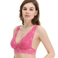 thumbnail image 6 of Curve Muse Plunge Bralette with Floral Lace-2pack-PEACH,HOT PINK-M:34A 34B 34C 36A 36B 36C, 6 of 7