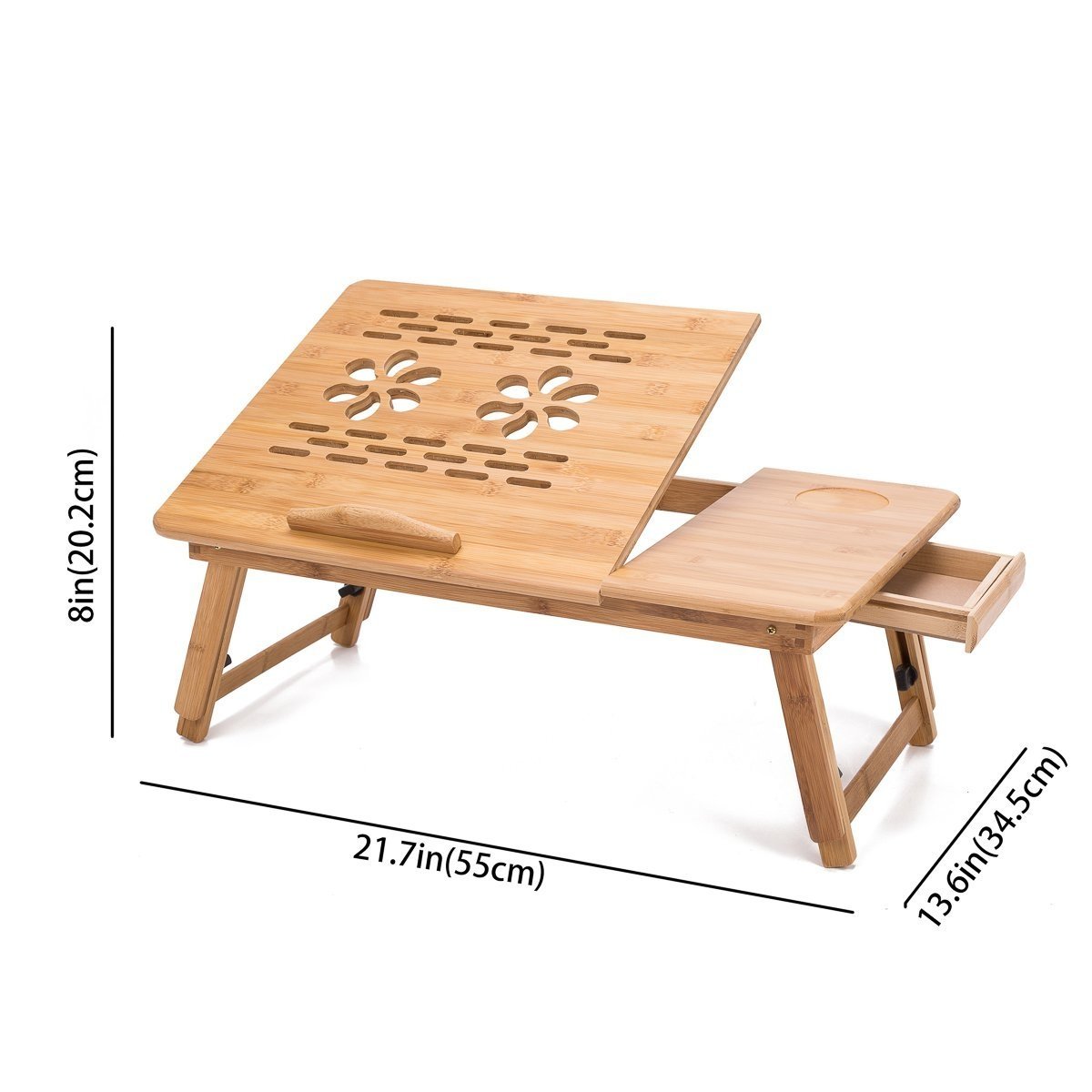 THY COLLECTIBLES Multi Function Bamboo Lapdesk Table Laptop Stand Breakfast Trays Bed Serving Tray with Adjustable Legs - image 5 of 9