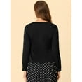 thumbnail image 4 of Blusa Elegante de Satén Allegra K con Cuello En Forma de Corazón y Manga Larga Negro L, 4 of 5