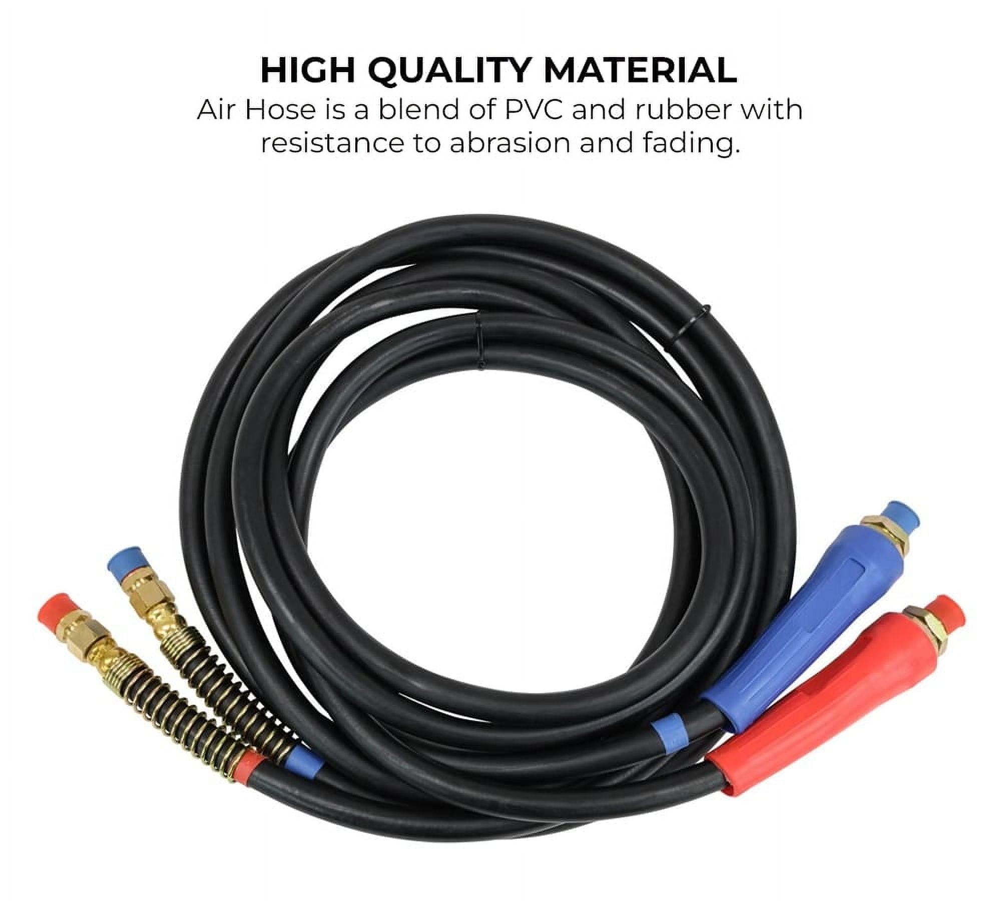 15 Ft Air Line Hose Assemblies with Flexible Grips & 1/2" NPT Fittings - 1 pair (2 pcs) - Air Line Hose Straight Lead Set for Semi Truck, Trailer, Tractor