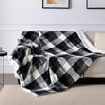 thumbnail image 2 of Buffalo Plaid Sherpa Fleece Throw Blanket, Double-Sided Checkered Super Soft Luxurious Bedding Blanket 60 x 80 inches, Black/White, 2 of 6