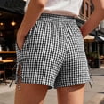 thumbnail image 5 of Yutgune Womens Checkered Shorts Elastic Waist Side Bow Casual Lightweight Beach Summer Shorts with Pockets, 5 of 9