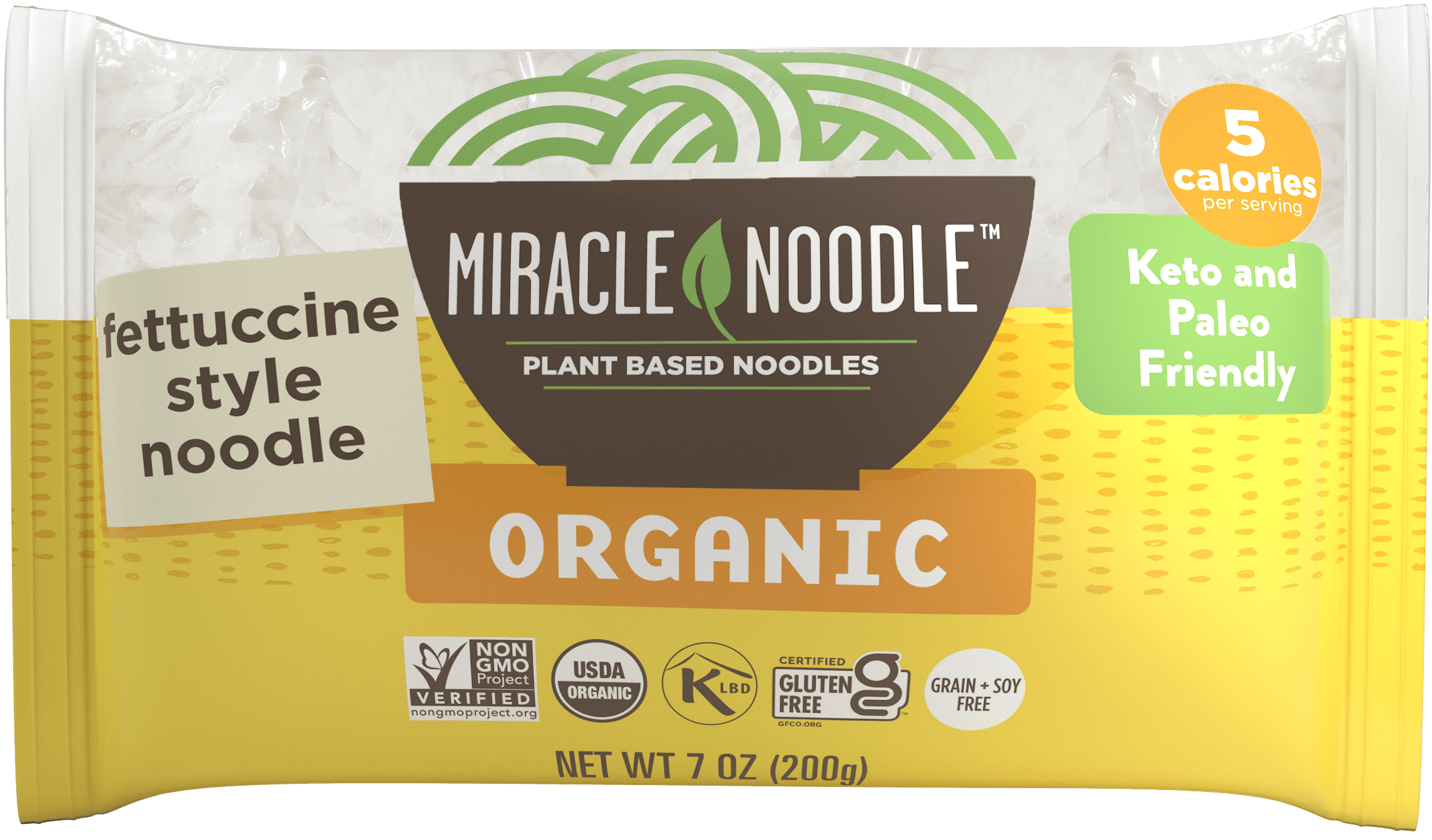 Miracle Noodle Organic Shirataki Fettuccine Shirataki Pasta, 7 oz