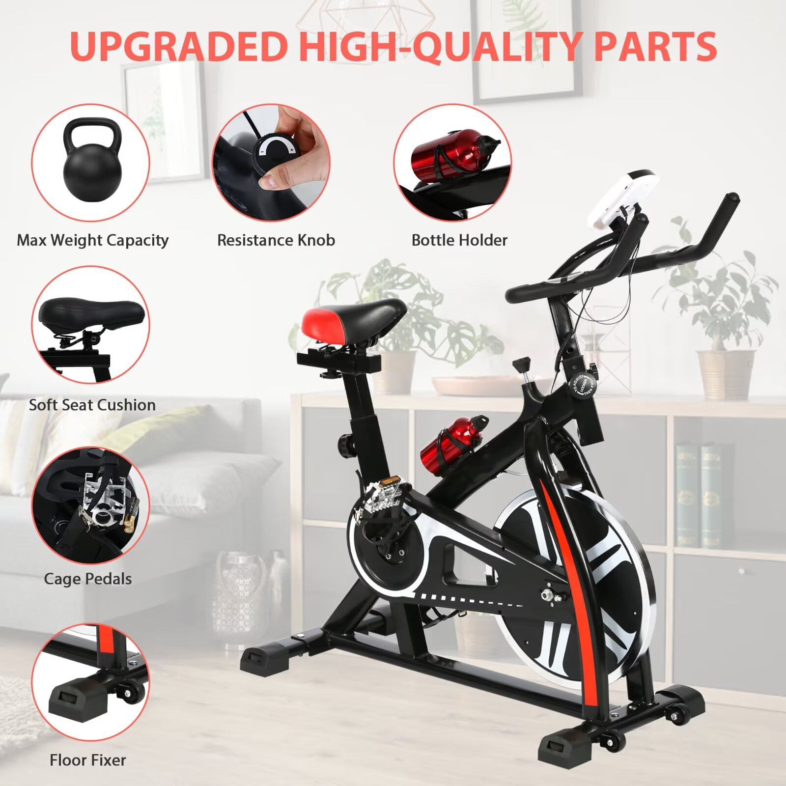 YRLLENSDAN,Electric Bike for Adults,Stationary Bikes for Home,Steppers for Exercise At Home,Led Display,Exercise Bikes for Home,Black