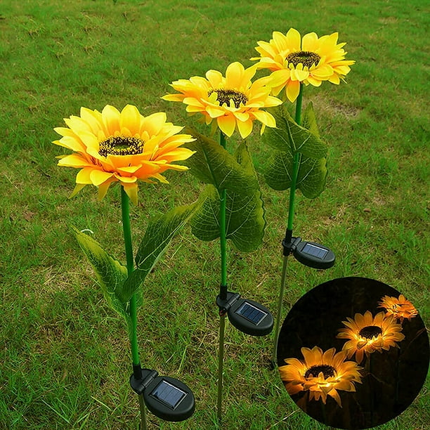 Luces Solares Led Exterior Jardin Decorativas 3 Luces Solares Decorativas De Girasol, Patio Al Aire Libre, Jardín Luces Solares Para Jardin