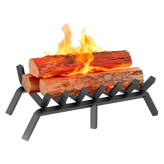 Fireplace Grate 21 Inch, Solid Steel Heavy Duty Fireplace Log Holder with 6 Support Legs, Firewood Burning Rack for Indoor Fireplace Outdoor In-ground Firepit
