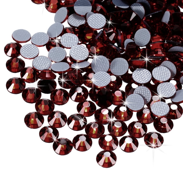 Uxcell Strass Hotfix de Cristal de Vidrio con Fondo Plano para Decoración de Ropa DIY Rojo Profundo 4mm