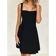 thumbnail image 6 of Womens 2025 Mini Sleeveless Dress Backless Tie Square Neck Short Party Dress Black L, 6 of 9