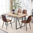 thumbnail image 2 of Modern Dining Kitchen Room Upholstered Side Chairs Set of 4, Padded Kitchen Chairs With Black Metal Legs for Home Kitchen Bedroom Living Room Guest Restaurant Cafe (Brown), 2 of 8