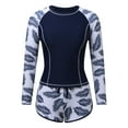 thumbnail image 3 of MKLEKYY Plus Size Swimsuit Women 2 Piece Long Sleeve Rash Guard with Built In Bra Swimsuits Upf 50+ Swim Shirt with Boyshort Bottom, 3 of 8