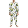 thumbnail image 3 of Salouo Lavender Flowers Print Button-Front Long Sleeve Pajama Set for Men, Soft 2Pjs Men's Long Sleeve Sleepwear-Large, 3 of 7