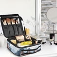 thumbnail image 5 of FORMRS Travel Makeup Bag Large Capacity Train Case Cosmetic Organizer with Adjustable Dividers, Art Mountain and Sun Pattern, 5 of 8