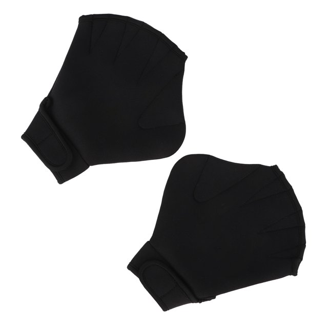 EBTOOLS Adjustable Swimming Webbed Gloves with Open Fingers & Wrist Strap for Diving and Training