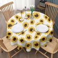thumbnail image 3 of White Sunflower Pattern Round Tablecloth 60"x60",Wrinkle Wipeable Table Cloth for Kitchen Dining Room Picnic Patio Party, 3 of 6