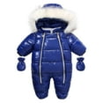 thumbnail image 2 of Fesfesfes Baby Boys Winter Warm Bodysuit Hooded Romper Faux-Leather Windproof Jumpsuit Set Snowsuit With Mittens And Booties Jumpsuit Outfits Summer Saving Clearance, 2 of 9