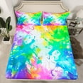 thumbnail image 2 of Manfei Dreamy Watercolor Twin Sheet Sets for Teens, Oil Printing Twin Fitted Sheet, Modern Abstract Art Flat Sheet, Super Cozy Room Decor, 3-Piece, 2 of 7