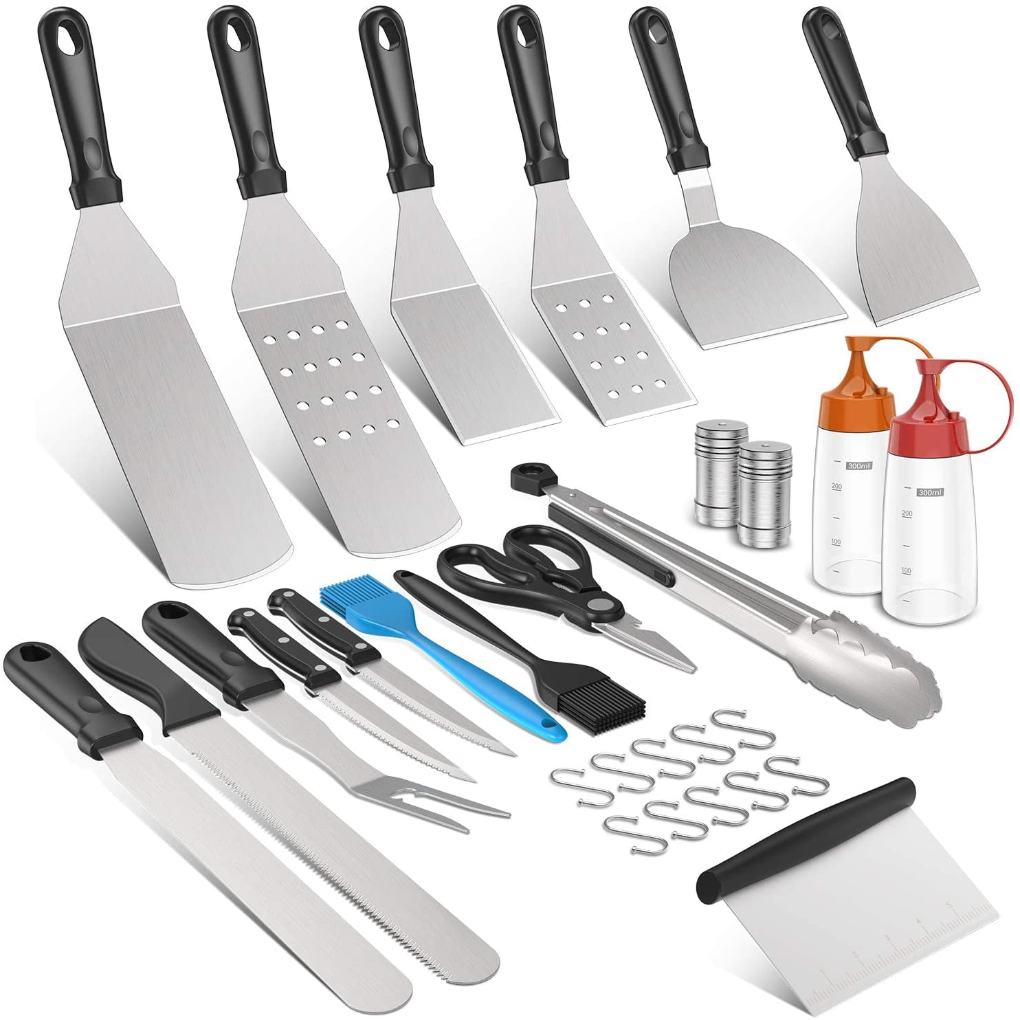 Morole Griddle Accessories Kit for Blackstone and Camp Chef, 22 Pcs Exclusive Griddle Tools Spatulas Set, Perfect Flat Top Grill Accessories Kit with Spatula, Grill Scraper, Knife, Bottle, Tong, Fork