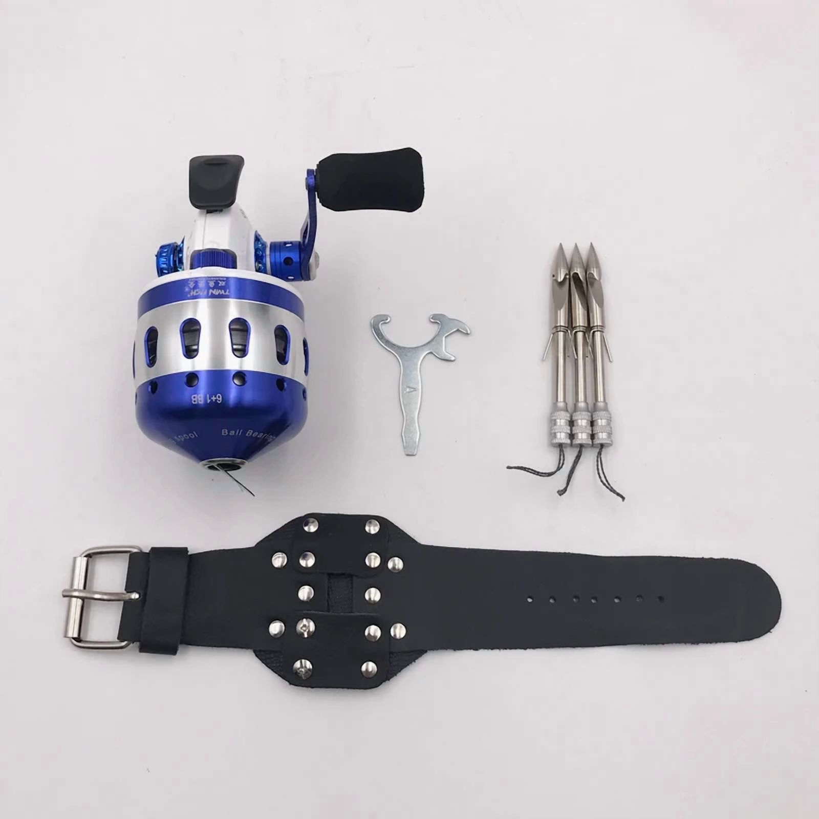 BL35 Fishing Spincast Reel 6+1BB Closed Metal Coil Slingshot Shoot Fish Hunting Outdoor with wristband 5#PE line 55M