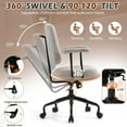 thumbnail image 3 of ECOTOUGE Home Office Chair, Adjustable Faux Leather Desk Chair for Home Office, Mid Century Modern Comfy Computer Chair with Wheels, Upholstered Desk Chair with Armrests for Home Office, Grey, 3 of 16