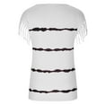 thumbnail image 4 of QLEICOM Women Stripe Tassels Short Sleeve Crewneck T-shirt Blouses Shirts Tops White S, US Size 4, 4 of 7