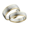 thumbnail image 5 of Pompeii3  Two Tone 14k White & Yellow Gold Matching Wedding Ring Set His Hers Brushed Band, 5 of 5