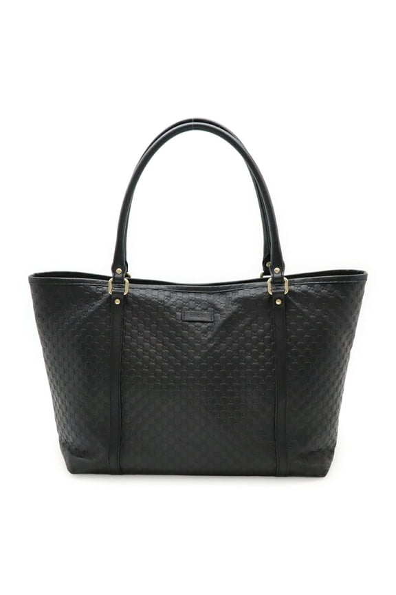 Pre-Owned GUCCI Micro Guccissima Tote Bag Shoulder Leather Black 449647 (Fair)