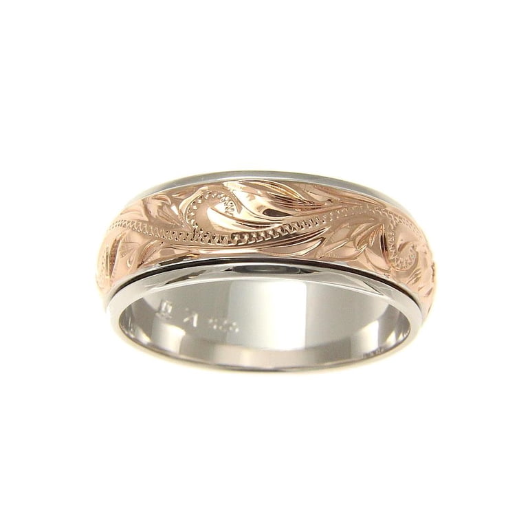 Arthur's Jewelry 925 sterling silver Hawaiian plumeria scroll yellow gold plated 2 tone spin ring size 3