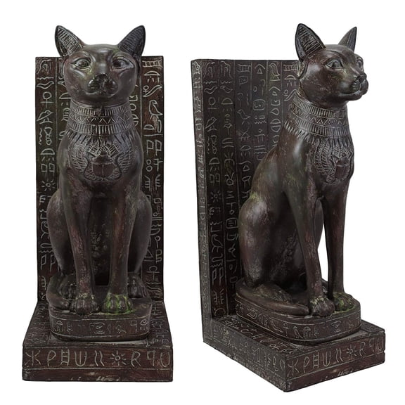Ebros Egyptian Bastet Bookend Statue Or Epitaph Figurine 14" Tall (SET OF 2)