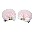thumbnail image 2 of 2Pcs Bear Ear Hair Clip Plush Animal Hairpins for Birthday Party Anime Theme Pink White, 2 of 8