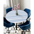 thumbnail image 5 of nqOlkjepod Blue Striped Round Tablecloth, Fitted Table Cover with Elastic for 55"-60" Round Tables, Farmhouse Stripe Modern Abstract Art Table Cloth Outdoor Dinning Party Waterproof Tablecloths, 5 of 6