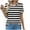 Black, variant on Wenyuyu Womens Striped Tee Shirts Trendy Summer Pleated Round Neck Short Sleeve Tops Casual Loose Fit Tunic Blouses