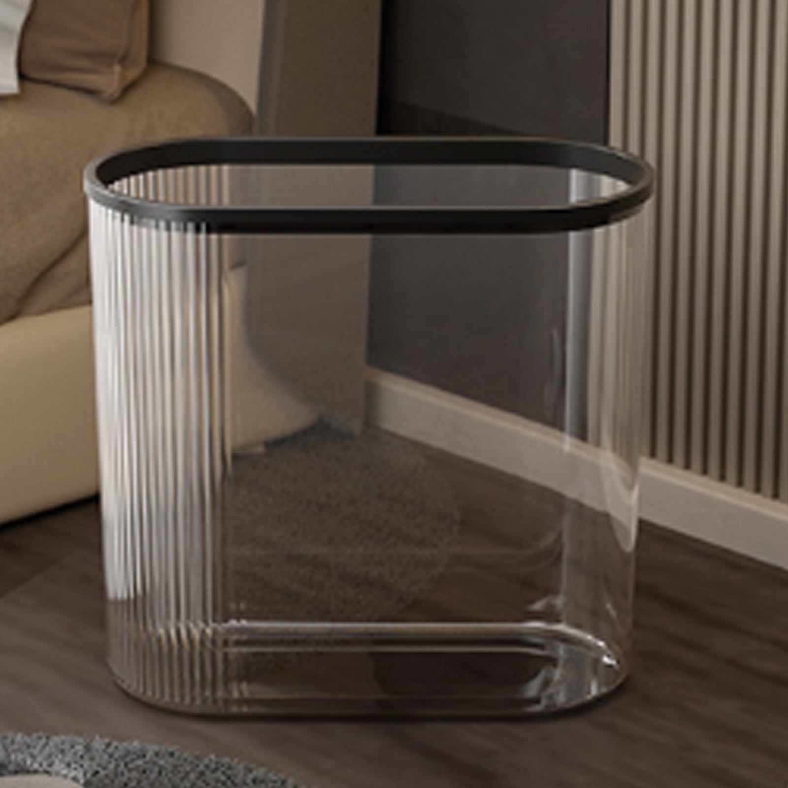 Kitchen Trash Can, Step-On Garbage Can with Lid, Tall Kitchen & Bathroom Trash Can, Small Office Waste Bin, Clear - Xuniizn
