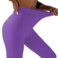 thumbnail image 4 of Brondbend Woman Yoga Pants Womens Leggings Elastic High Waisted Belly Control Workout Trousers Solid Color Breathable Tights Slim Fit Daily Running Jogger Purple, 4 of 5