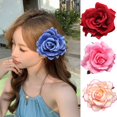 thumbnail image 2 of Horquilla de flor rosa, tocado de playa de verano, pinzas para el cabello de flores hawaianas, pinzas para el cabello de flores nupciales estilo Bohe, pasador para boda, 2 of 5