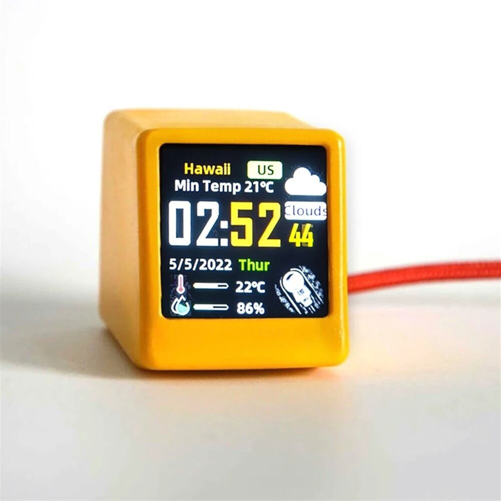 Smart Desktop Clock 1.54" Screen Desktop Smart Weather Station LED LCD Digital Clock Connection Replacement Tools ,High Precision