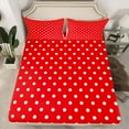 thumbnail image 2 of Manfei Polka Dots Boy Girl Twin Sheet Sets 3pcs,Vintage Aesthetic Twin Fitted Sheet Microfiber,Red White Breathable Flat Sheet,Microfiber Bedroom Decor, 2 of 7