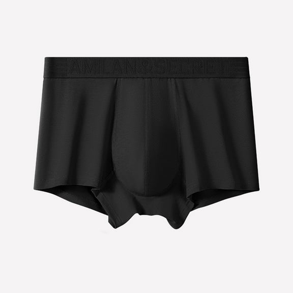 ZQUUVOU Men's Boxer Briefs Cotton Solid Color Close Underwear (Black,L)