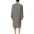 thumbnail image 4 of Mens Nightshirt Sleepwear Casual Long Sleeve V Neck Henley Sleep Shirt Loungewear with Pocket, 4 of 6