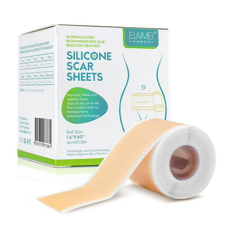 Auxbales Silicone Scar Sheets (1.6” x 120”Roll-3M), Silicone Scar Tape  Roll, Scar Silicone Strips, Scar Removal Sticker for C-Section, Surgery,  Burn, Keloid, Acne 