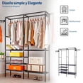 thumbnail image 4 of Closet Armable para Ropa, Perchero, Closet Organizador, Ropero Armable Organizador 173 * 160 * 35 cm, Armario Portatil, Rack para Colgar Ropa, Multifuncional con Ganchos (Con 3 Divisiones), 4 of 7