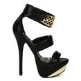 thumbnail image 2 of Qupid BB88 Women Leatherette Metallic Embellished Open Toe Platform Stiletto Sandal Heel, 2 of 6