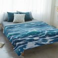 thumbnail image 4 of Blue Teal Coastal Blanket Soft Cozy Warm Throw Blanket for Couch, Plush Fuzzy Flannel Fleece Blankets for Sofa, Waves Sea Nautical Ocean Summer Beach Bed Blankets Lightweight Gifts for Women, 40"x50", 4 of 9