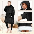 thumbnail image 6 of Livhil Wearable Blanket Hoodie, Oversized Sherpa Blanket Hoodie Sweatshirt Cute Hoodie for Adults Fall Women Men , Warm up Neck Hoodie Blanket with Pockets (Black), 6 of 8