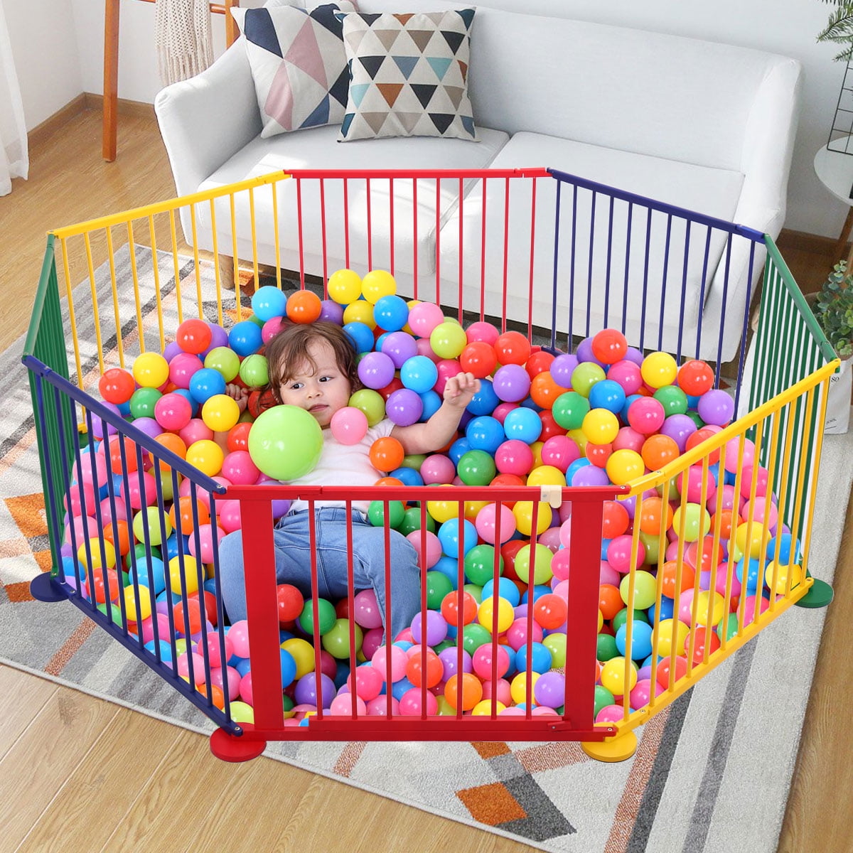 8 panel wooden playpen