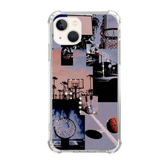 Basketball Collage Case Compatible with iPhone 13 Mini,Unique Art Design TPU Bumper Cover Case
