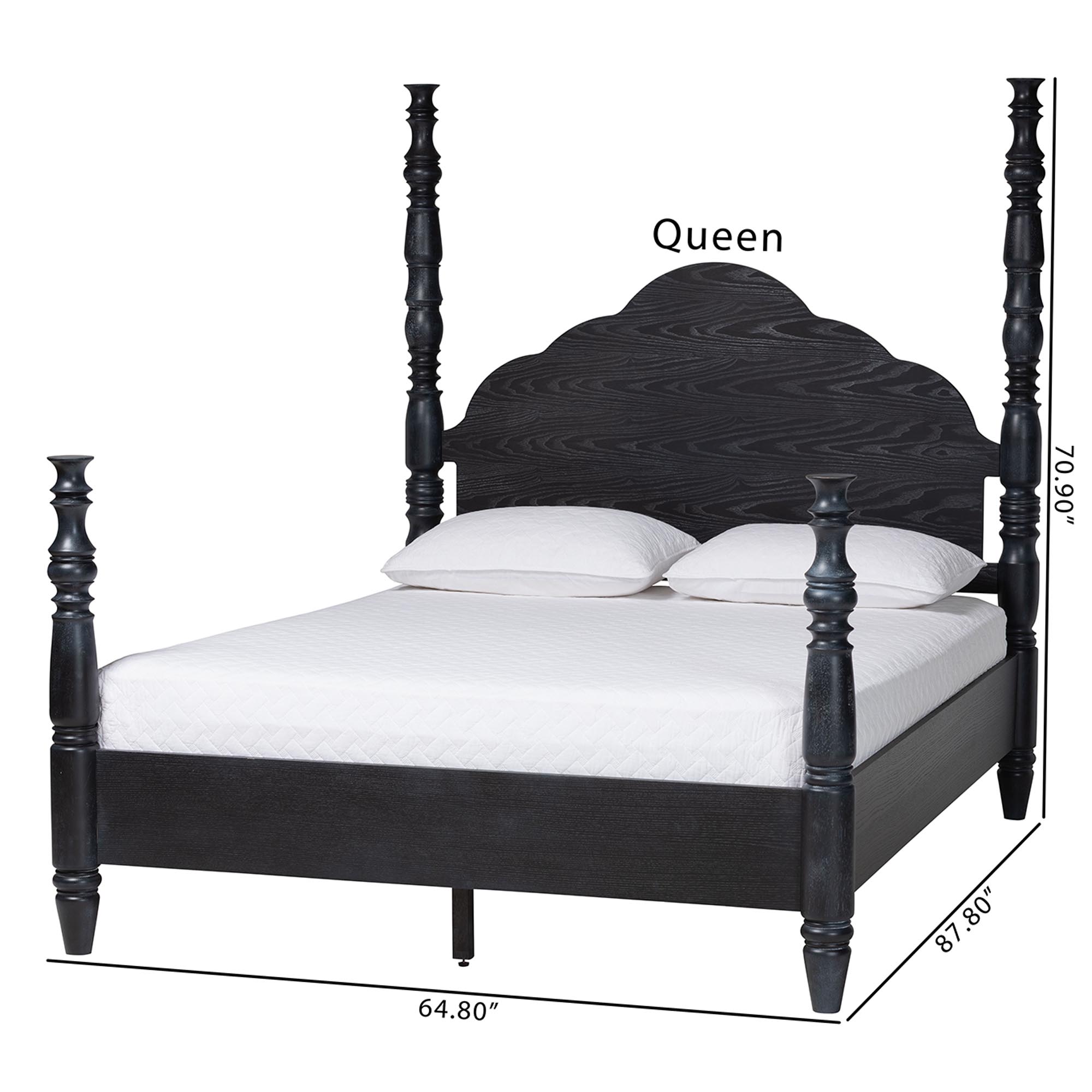 Baxton Studio Martino Four-Poster Platform Bed Black King